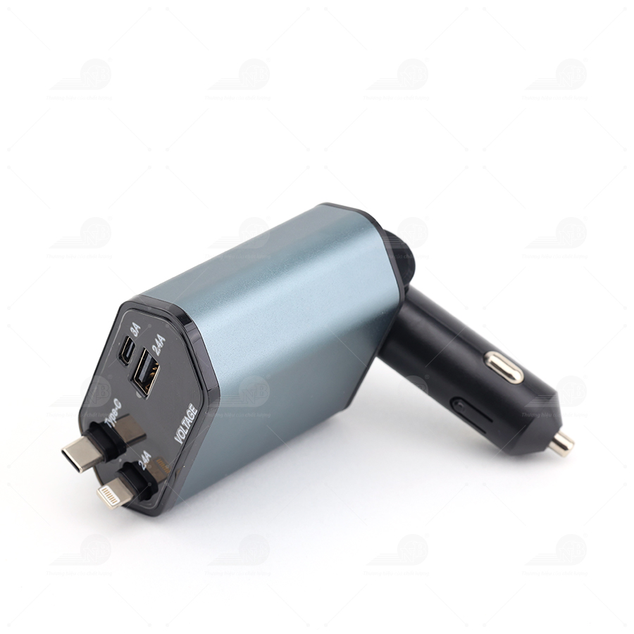 Bộ sạt nhanh 4in 1 (2 cổng + 1 dây sạc 2.4A + 1 dây sạc Type C) dây dài 800mm