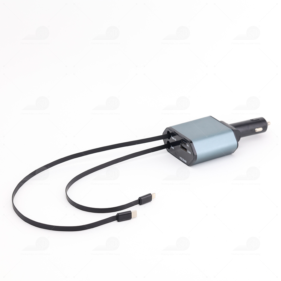 Bộ sạt nhanh 4in 1 (2 cổng + 1 dây sạc 2.4A + 1 dây sạc Type C) dây dài 800mm