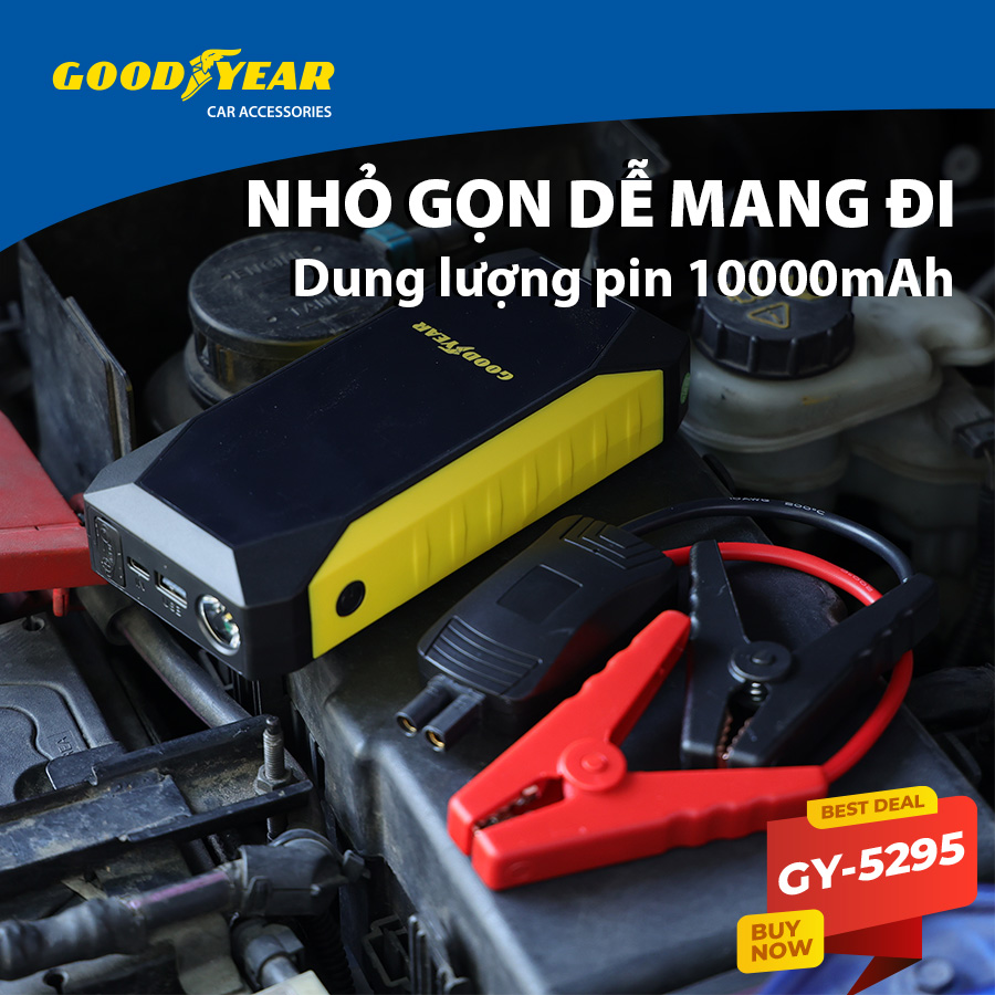Bộ kích điện GOODYEAR GY-5295 12V 10000mAh - 500A - 37Wh - 2.5A mặt đồng hồ điện tử