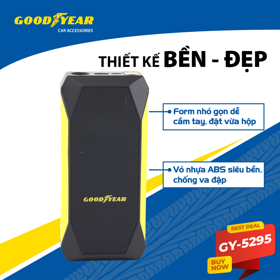 Bộ kích điện GOODYEAR GY-5295 12V 10000mAh - 500A - 37Wh - 2.5A mặt đồng hồ điện tử