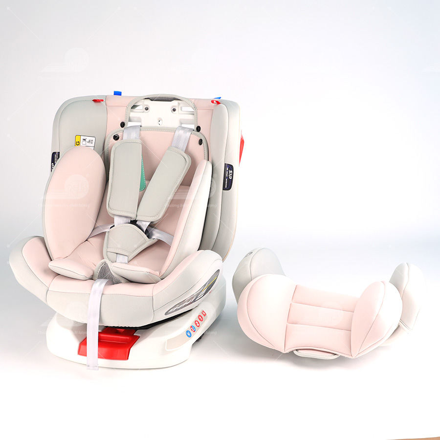 Ghế an toàn cho trẻ em trong xe hơi kiểu ISOFIX xoay 360 độ QM-360A Hồng
