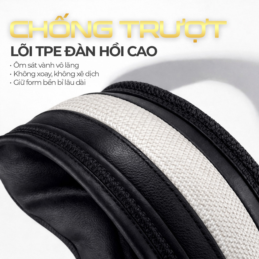 Bao vô lăng CIND PU+TPE kiểu D E011D Size M đen/đen