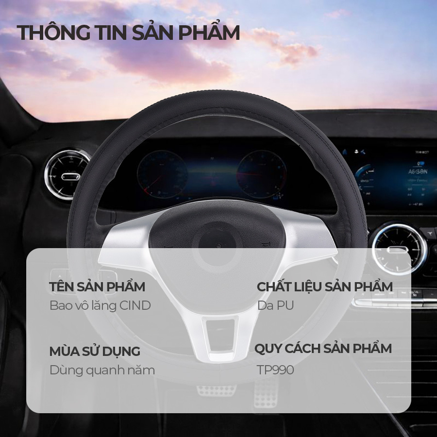 Bao vô lăng CIND PU+TPE TP990 size M đen
