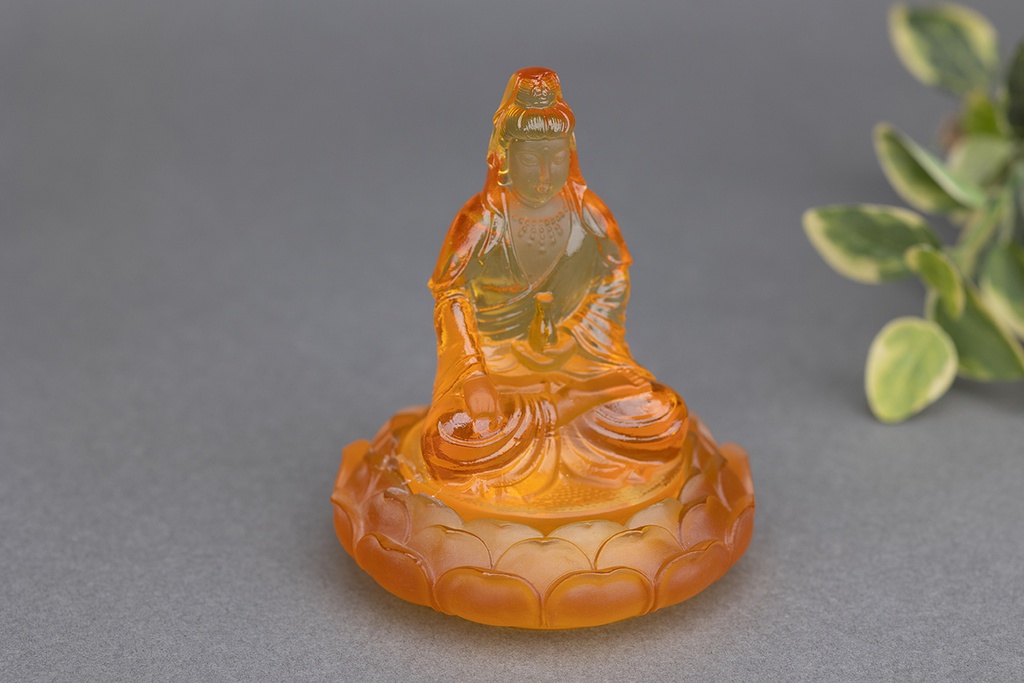Sáp thơm tượng quan âm hoa sen bằng lưu ly pha lê