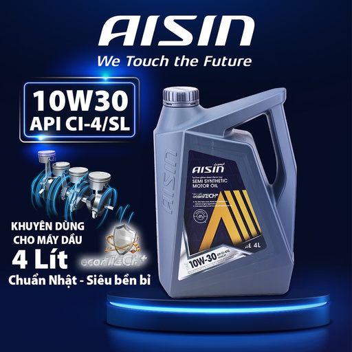 [9NAECSI1034PN] Nhớt Động Cơ Aisin 10W-30 CI-4/SL econTECH+ Semi Synthetic 4 Lít ECSI1034PB