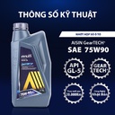 Nhớt Hộp Số Thường Aisin 75W-90 GL-5 1 Lít GSL57591PB