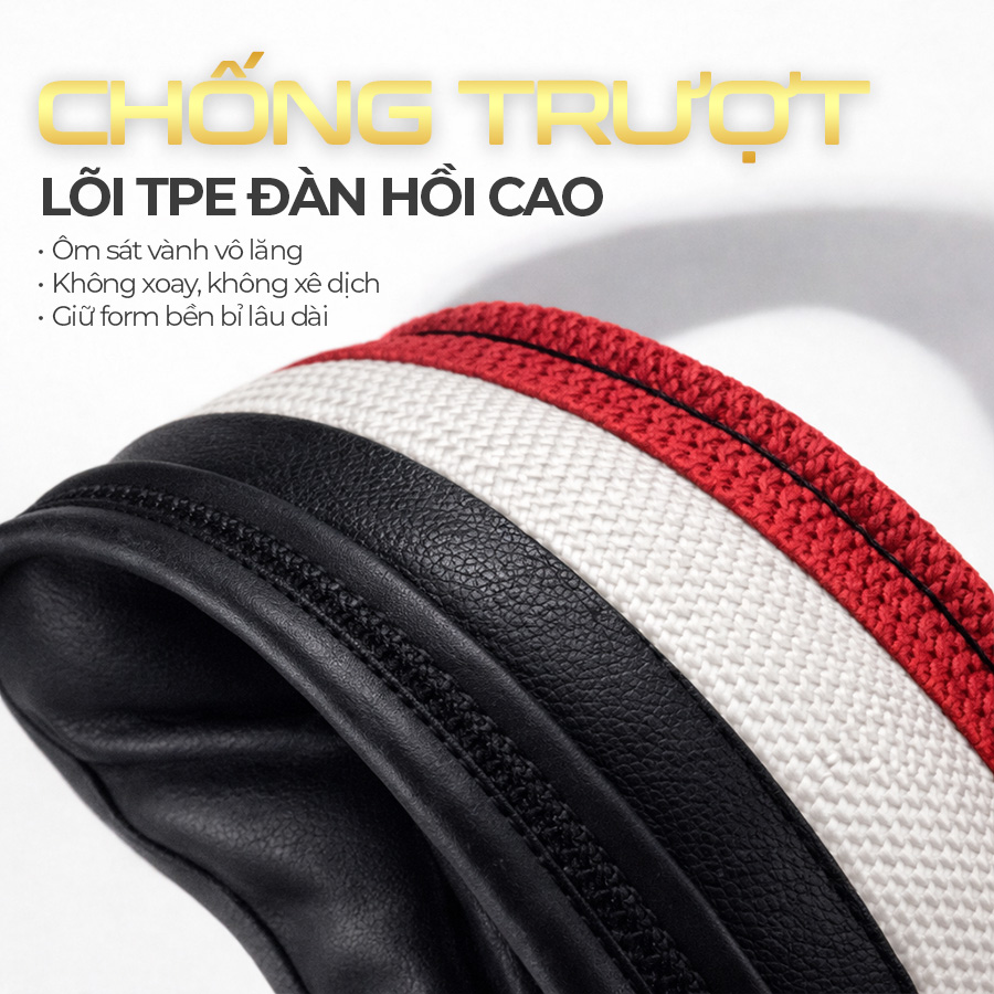 Bao vô lăng CIND PU+TPE E011 size M đen/đỏ