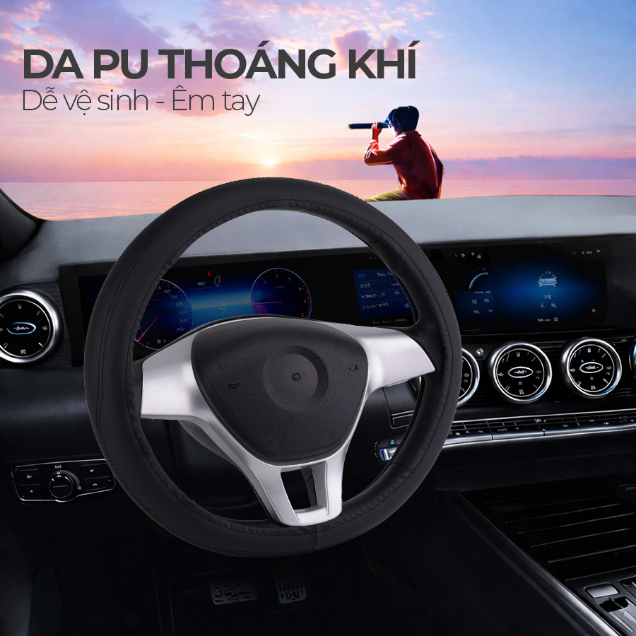 Bao vô lăng CIND PU+TPE TP990 size M đen