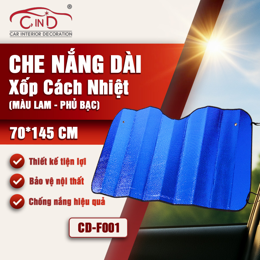 Che nắng xốp trước dài CIND (màu bạc/Lam) CD-F001 70*145CM
