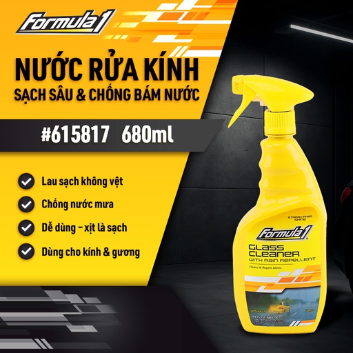 [TRF1615807] Nước rửa kính chống bám nước Formula 1 (Glass Cleaner) (680ml) # 615807 (New #615817)