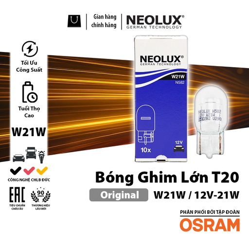 [BDNLXT2012VN582] Bóng gim lớn T20 1 tim (W21W) 12V 21W N582 Hiệu NEOLUX