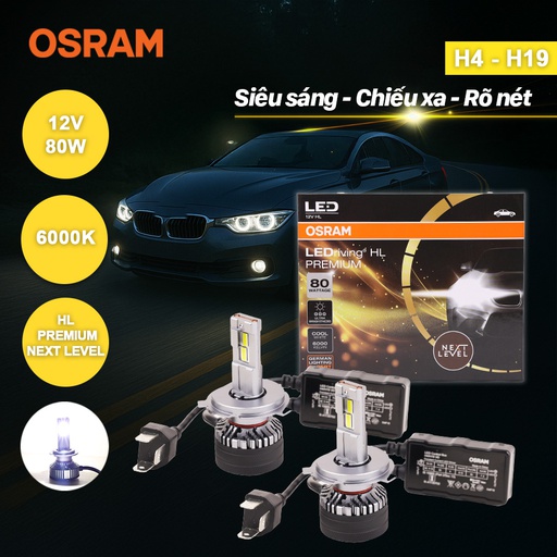 [BDOLEDH6204CW] Bóng Led Pocky 2 H4-H19 H6204CW 12V 80W 6000K 2 bóng/hộp Hiệu Osram