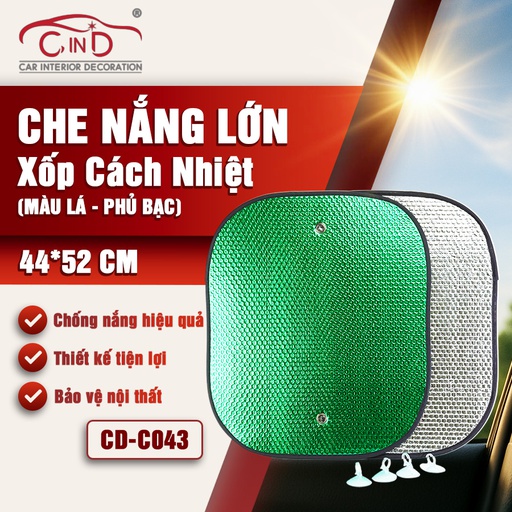 [CNLXCDC043X] Che nắng xốp tròn lớn CIND (màu bạc/xanh) CD-C043 44*52CM 1SET/2PCS 
